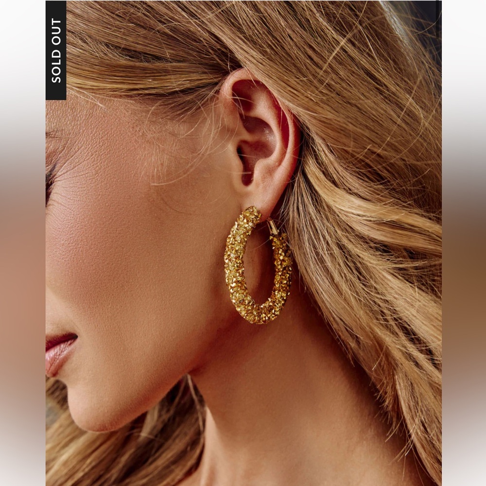 Vici crystal Gold Hoop Earrings NWT